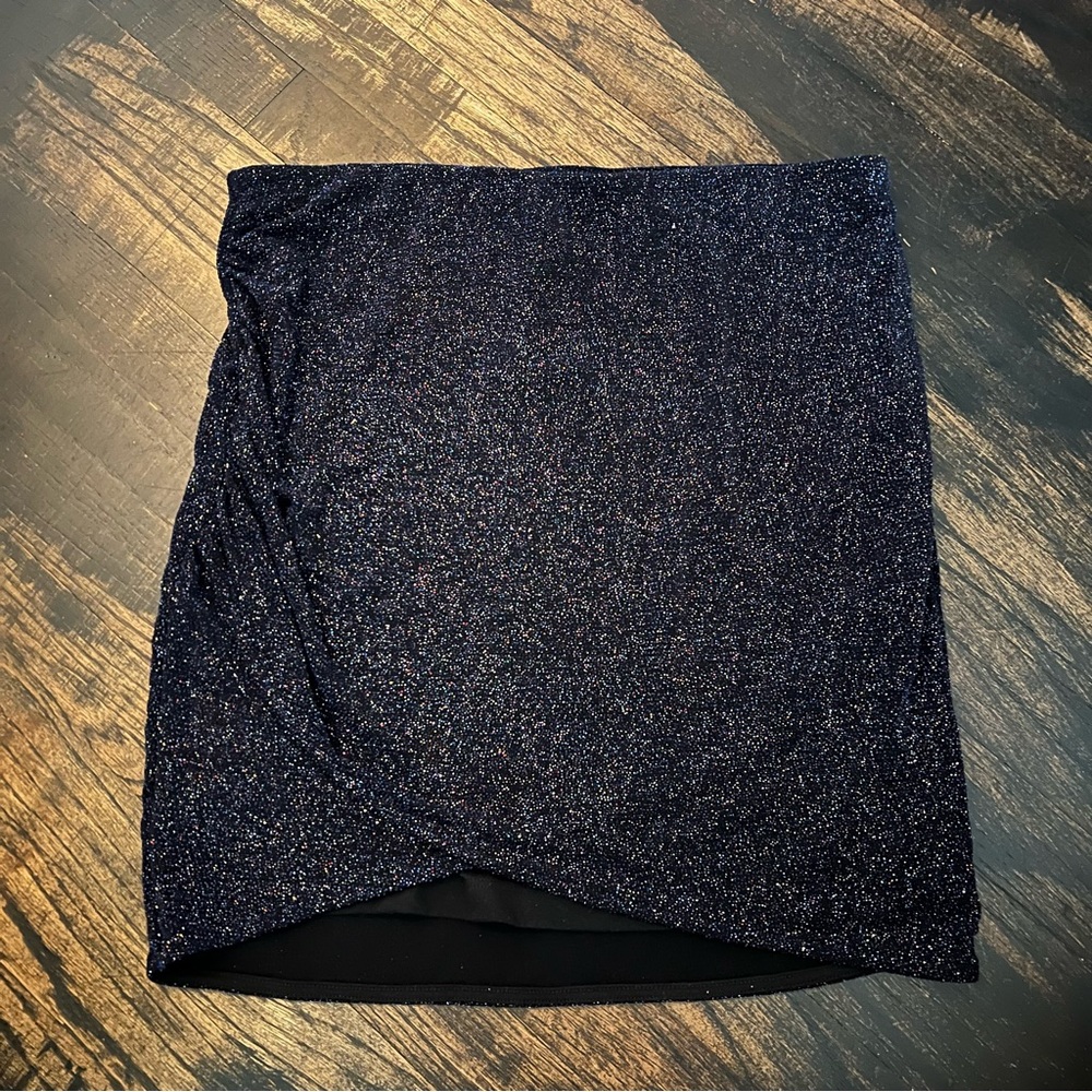 Women’s H&M Divided Navy Blue Glittery Sparkle Holidays Skirt sz M NWT
